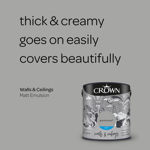 Crown Walls & Ceilings Matt Emulsion Paint | Granite Dust - Choice Stores