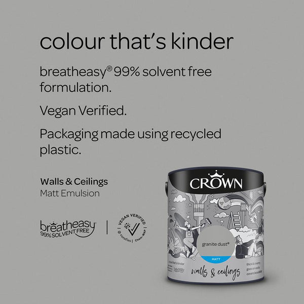 Crown Walls & Ceilings Matt Emulsion Paint | Granite Dust - Choice Stores