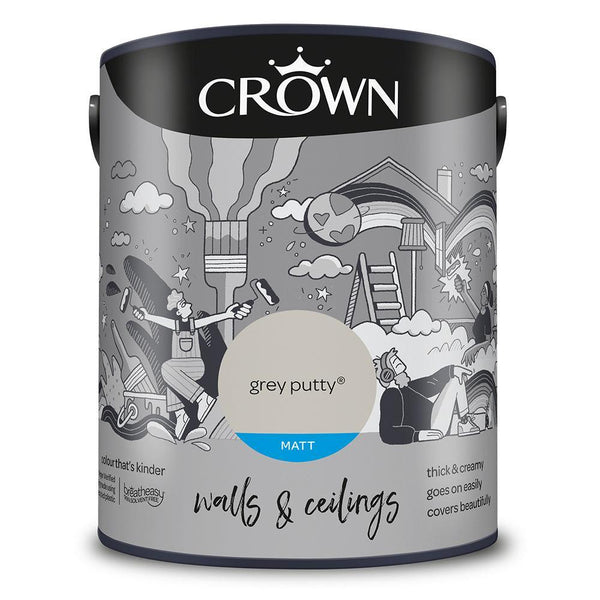Crown Walls & Ceilings Matt Emulsion Paint | Grey Putty - Choice Stores