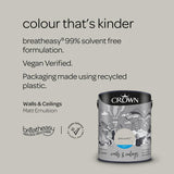 Crown Walls & Ceilings Matt Emulsion Paint | Grey Putty - Choice Stores