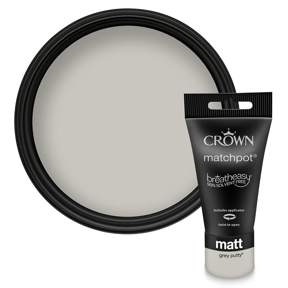 Crown Walls & Ceilings Matt Emulsion Paint | Grey Putty | 40ml Tester - Choice Stores