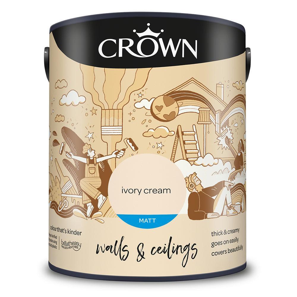 Crown Walls & Ceilings Matt Emulsion Paint | Ivory Cream - Choice Stores