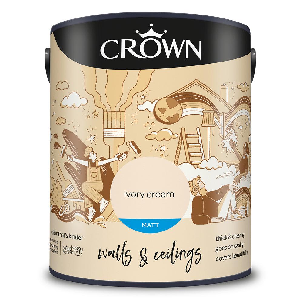 Crown Walls &amp; Ceilings Matt Emulsion Paint | Ivory Cream - Choice Stores