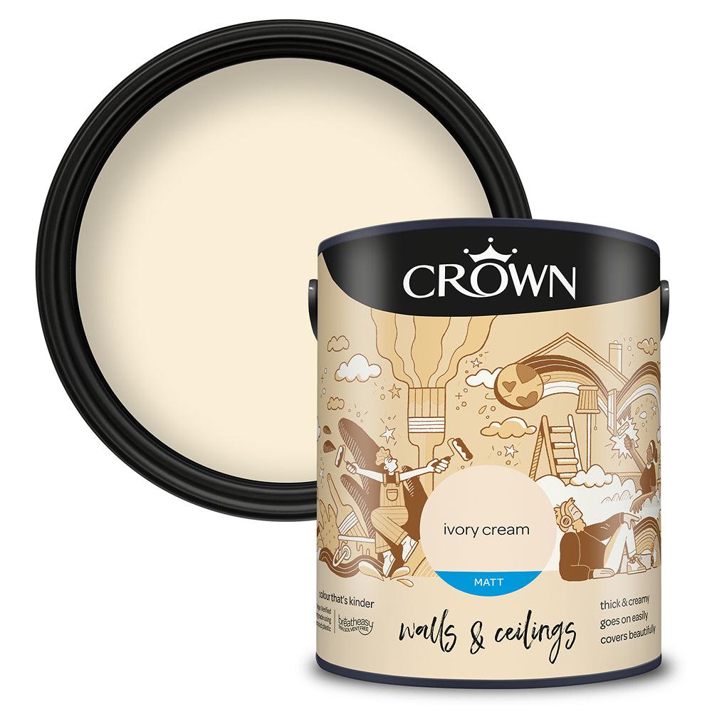 Crown Walls & Ceilings Matt Emulsion Paint | Ivory Cream - Choice Stores