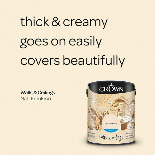 Crown Walls & Ceilings Matt Emulsion Paint | Ivory Cream - Choice Stores