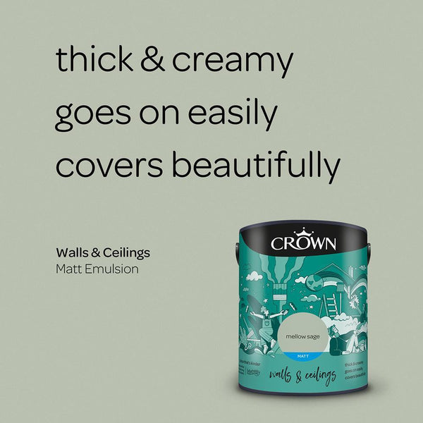 Crown Walls & Ceilings Matt Emulsion Paint | Mellow Sage - Choice Stores