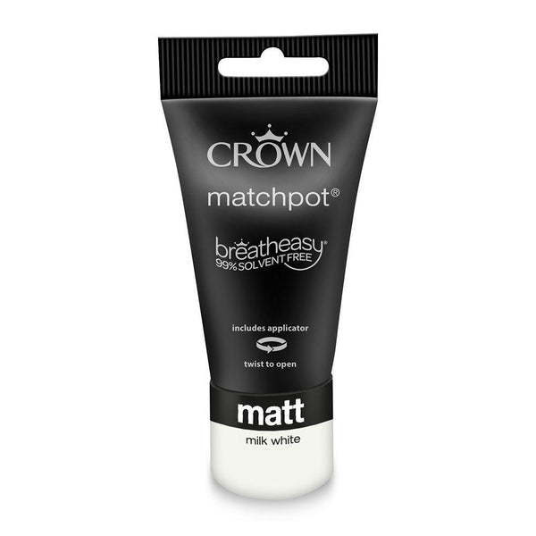Crown Walls & Ceilings Matt Emulsion Paint | Milk White | 40ml Tester - Choice Stores