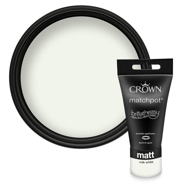 Crown Walls & Ceilings Matt Emulsion Paint | Milk White | 40ml Tester - Choice Stores