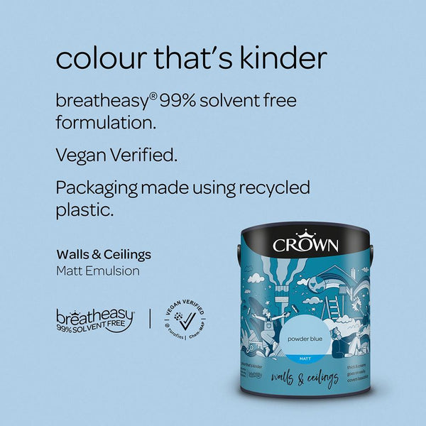 Crown Walls & Ceilings Matt Emulsion Paint | Powder Blue - Choice Stores