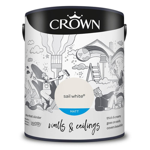 Crown Walls & Ceilings Matt Emulsion Paint | Sail White - Choice Stores
