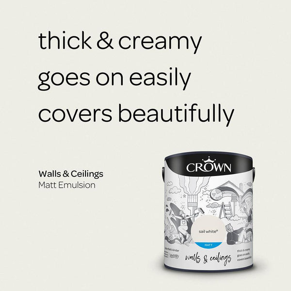 Crown Walls & Ceilings Matt Emulsion Paint | Sail White - Choice Stores