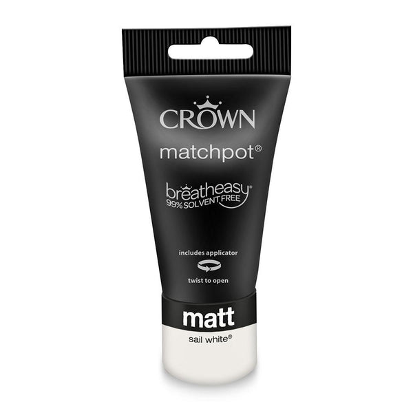 Crown Walls & Ceilings Matt Emulsion Paint | Sail White | 40ml Tester - Choice Stores