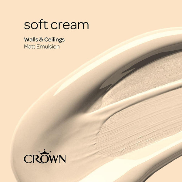 Crown Walls & Ceilings Matt Emulsion Paint | Soft Cream | 40ml Tester - Choice Stores