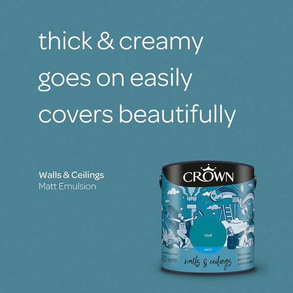 Crown Walls & Ceilings Matt Emulsion Paint | Teal - Choice Stores