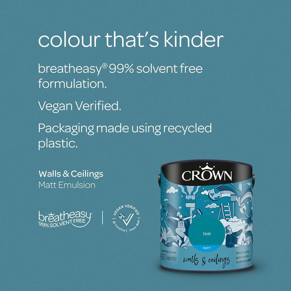 Crown Walls & Ceilings Matt Emulsion Paint | Teal - Choice Stores