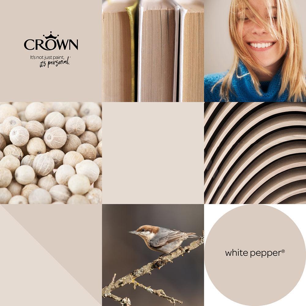 Crown Walls & Ceilings Matt Emulsion Paint | White Pepper | 40ml Tester - Choice Stores
