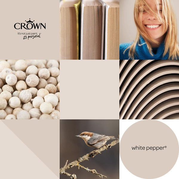 Crown Walls & Ceilings Matt Emulsion Paint | White Pepper | 40ml Tester - Choice Stores