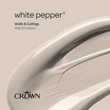 Crown Walls & Ceilings Matt Emulsion Paint | White Pepper | 40ml Tester - Choice Stores