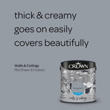 Crown Walls & Ceilings Mid Sheen Emulsion Paint | Blue Gravel - Choice Stores