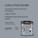 Crown Walls & Ceilings Mid Sheen Emulsion Paint | Blue Gravel - Choice Stores