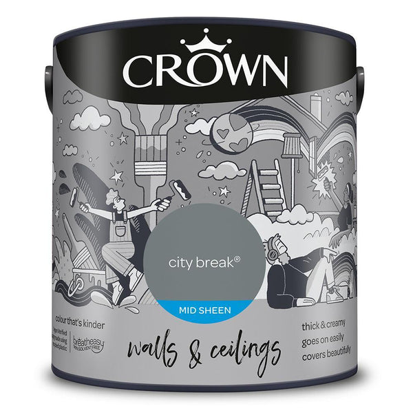 Crown Walls & Ceilings Mid Sheen Emulsion Paint | City Break - Choice Stores