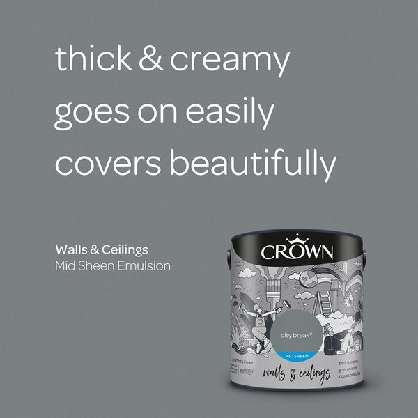 Crown Walls & Ceilings Mid Sheen Emulsion Paint | City Break - Choice Stores