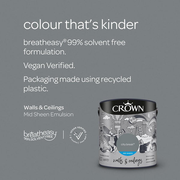 Crown Walls & Ceilings Mid Sheen Emulsion Paint | City Break - Choice Stores
