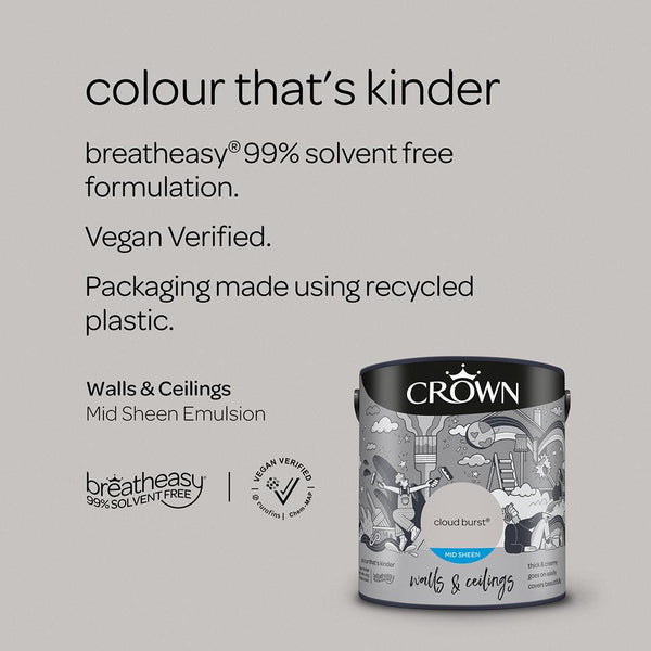 Crown Walls & Ceilings Mid Sheen Emulsion Paint | Cloud Burst - Choice Stores