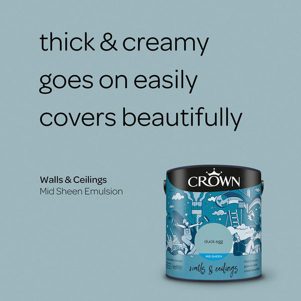 Crown Walls & Ceilings Mid Sheen Emulsion Paint | Duck Egg - Choice Stores