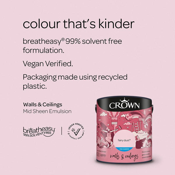 Crown Walls & Ceilings Mid Sheen Emulsion Paint | Fairy Dust - Choice Stores