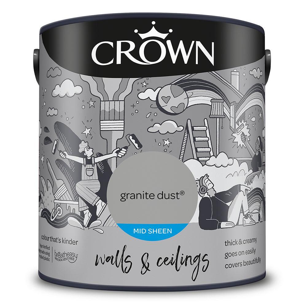 Crown Walls & Ceilings Mid Sheen Emulsion Paint | Granite Dust - Choice Stores