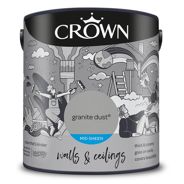 Crown Walls & Ceilings Mid Sheen Emulsion Paint | Granite Dust - Choice Stores