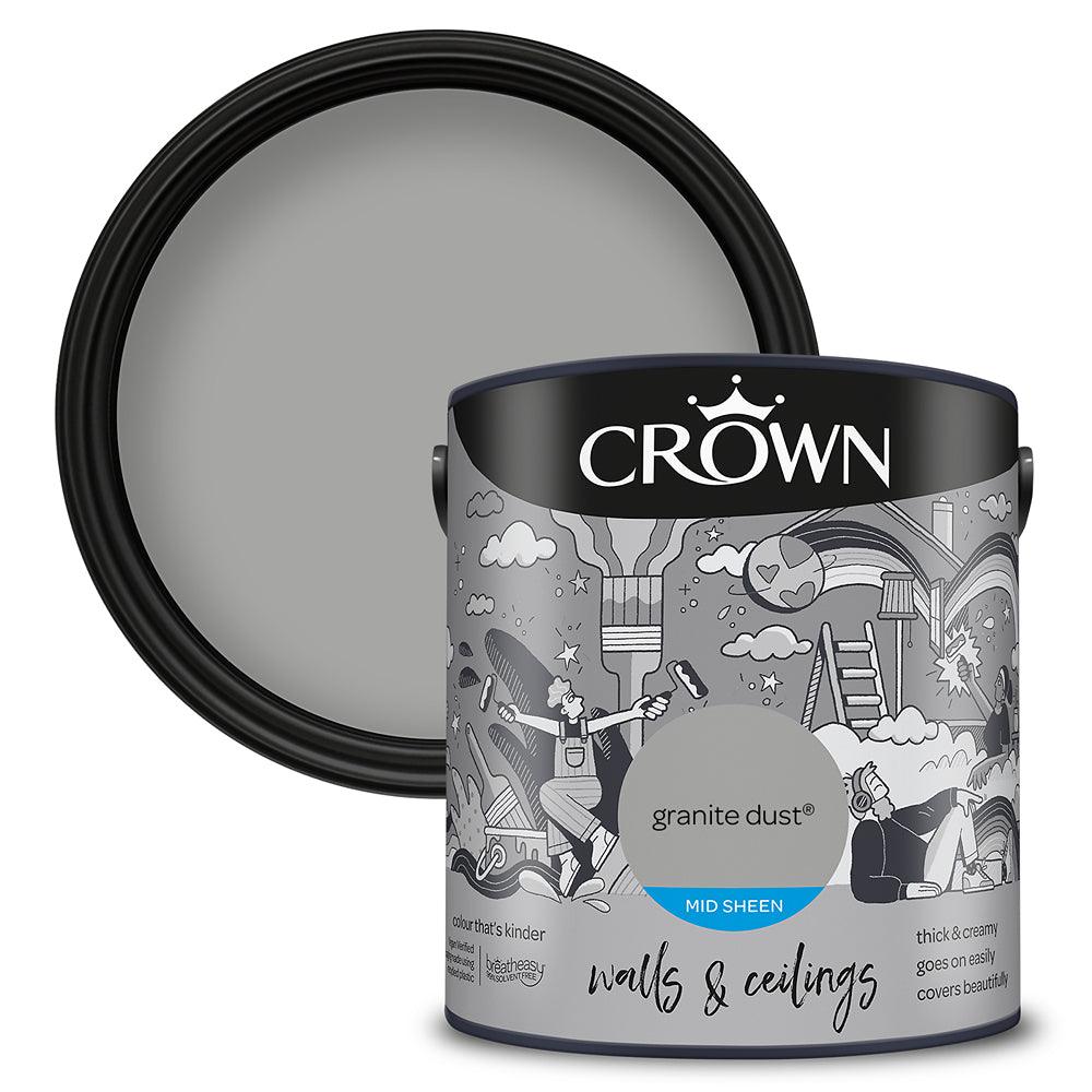 Crown Walls & Ceilings Mid Sheen Emulsion Paint | Granite Dust - Choice Stores