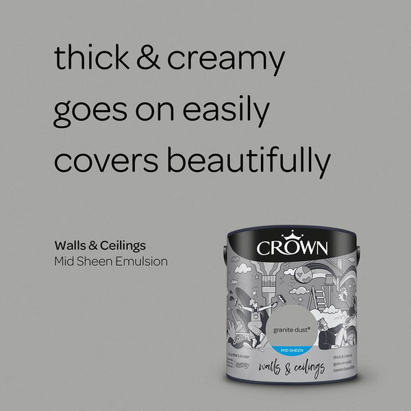 Crown Walls & Ceilings Mid Sheen Emulsion Paint | Granite Dust - Choice Stores