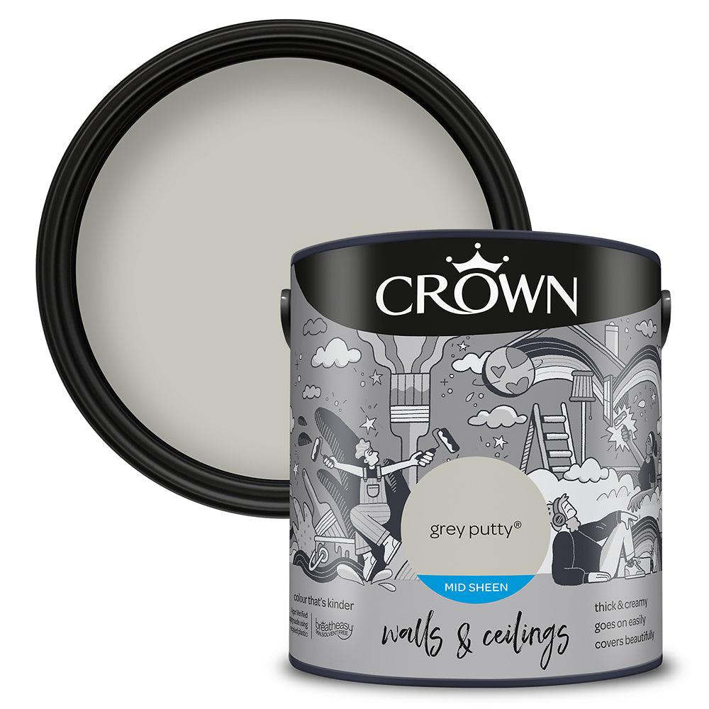 Crown Walls & Ceilings Mid Sheen Emulsion Paint | Grey Putty - Choice Stores