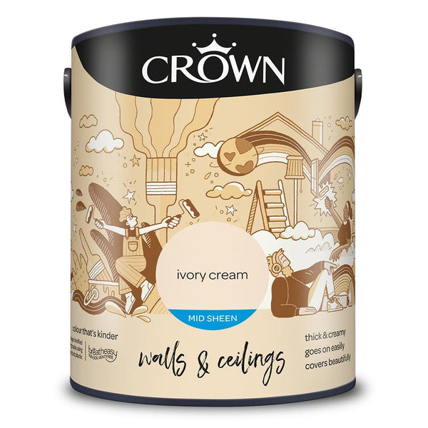 Crown Walls & Ceilings Mid sheen Emulsion Paint | Ivory Cream - Choice Stores