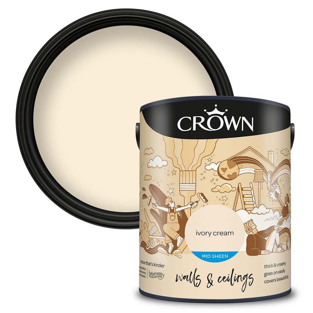 Crown Walls & Ceilings Mid sheen Emulsion Paint | Ivory Cream - Choice Stores
