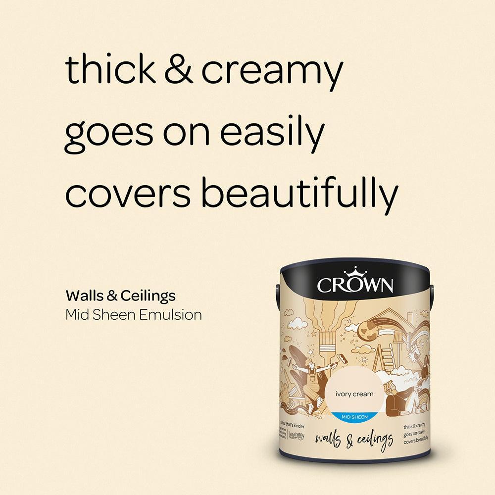 Crown Walls & Ceilings Mid sheen Emulsion Paint | Ivory Cream - Choice Stores