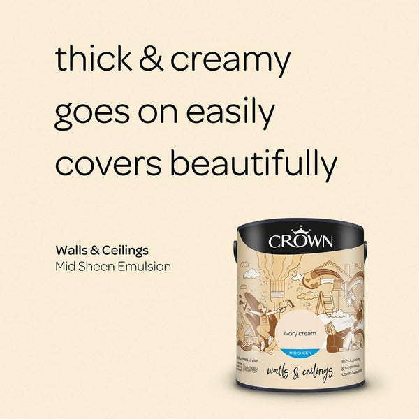 Crown Walls & Ceilings Mid sheen Emulsion Paint | Ivory Cream - Choice Stores