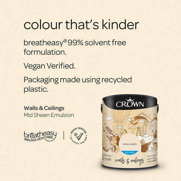 Crown Walls & Ceilings Mid sheen Emulsion Paint | Ivory Cream - Choice Stores