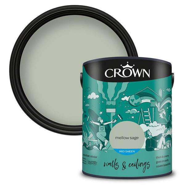 Crown Walls & Ceilings Mid sheen Emulsion Paint | Mellow Sage - Choice Stores