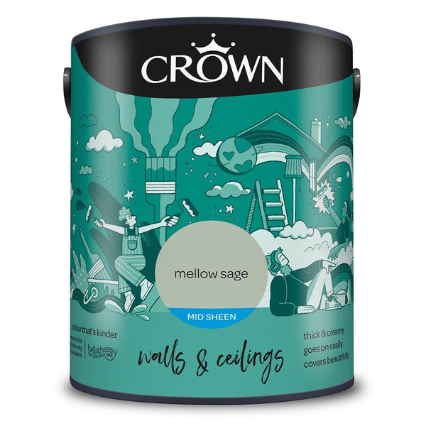 Crown Walls & Ceilings Mid sheen Emulsion Paint | Mellow Sage - Choice Stores