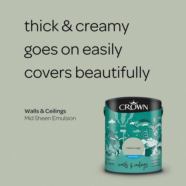 Crown Walls & Ceilings Mid sheen Emulsion Paint | Mellow Sage - Choice Stores