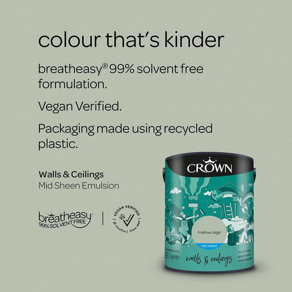 Crown Walls & Ceilings Mid sheen Emulsion Paint | Mellow Sage - Choice Stores