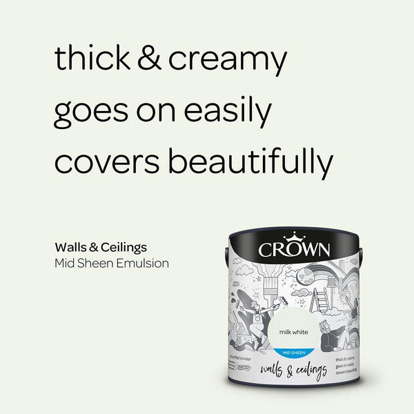 Crown Walls & Ceilings Mid Sheen Emulsion Paint | Milk White - Choice Stores