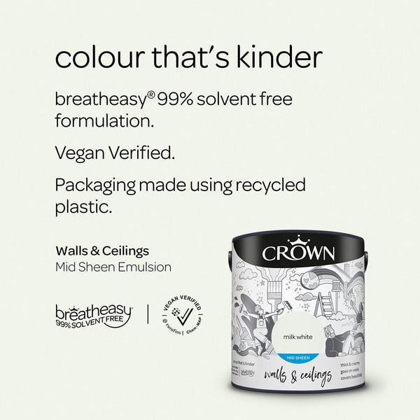 Crown Walls & Ceilings Mid Sheen Emulsion Paint | Milk White - Choice Stores
