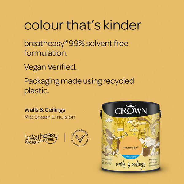 Crown Walls & Ceilings Mid Sheen Emulsion Paint | Mustard Jar - Choice Stores