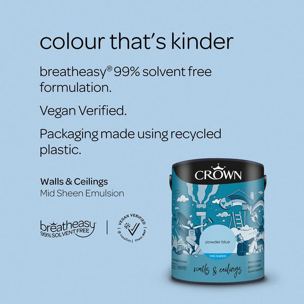 Crown Walls & Ceilings Mid Sheen Emulsion Paint | Powder Blue - Choice Stores