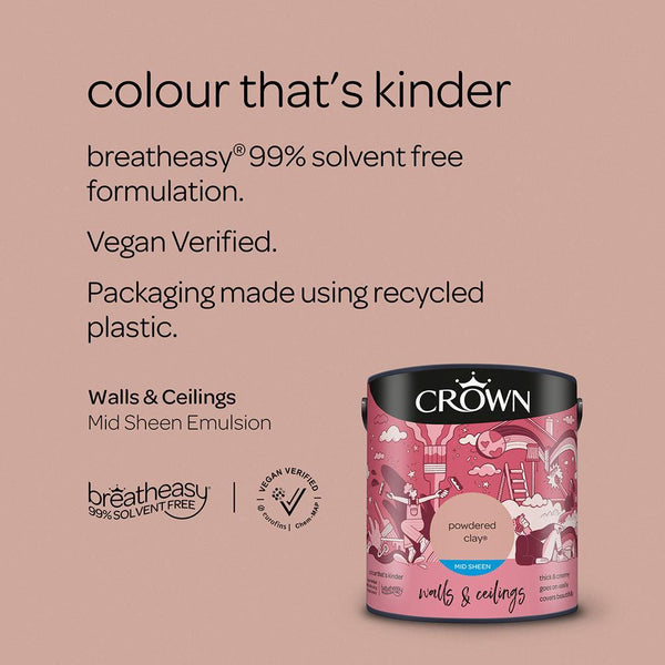 Crown Walls & Ceilings Mid Sheen Emulsion Paint | Powdered Clay - Choice Stores