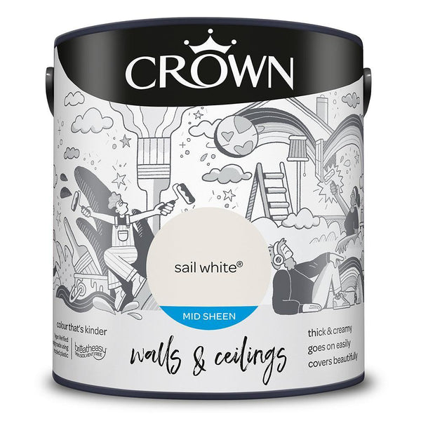Crown Walls & Ceilings Mid Sheen Emulsion Paint | Sail White - Choice Stores